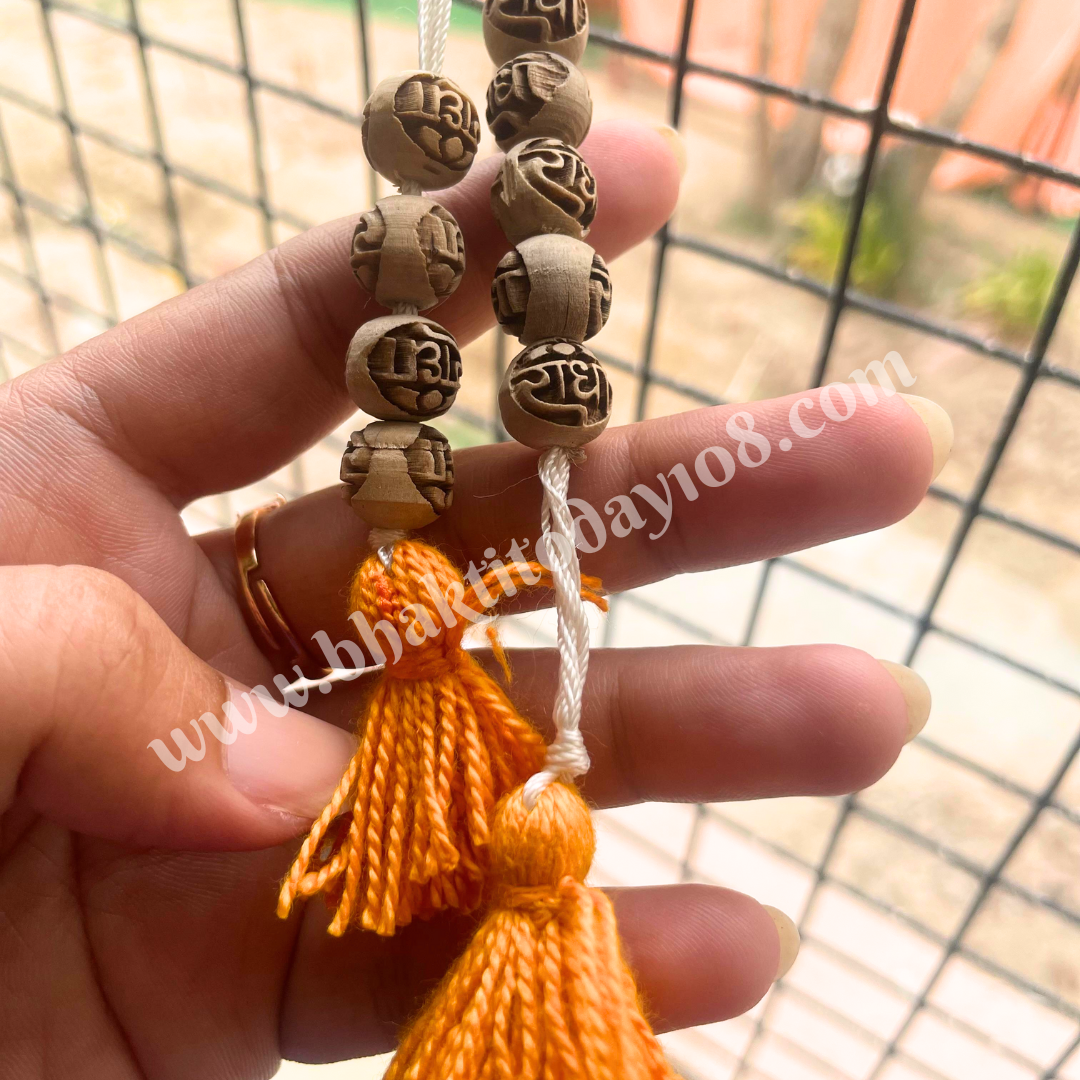 Pure Tulsi Sakshi Mala – handcrafted necklace made from sacred Tulsi wood beads, traditionally used for chanting and spiritual protection in Vaishnava practices.