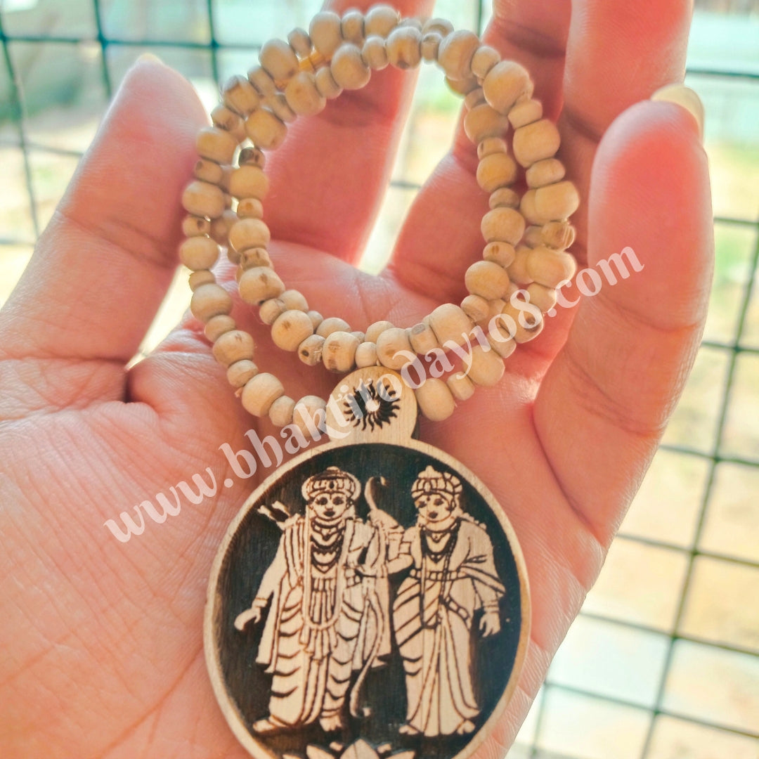 Sita Ram Pure Tulsi Kanthi Mala, made with sacred Tulsi beads, perfect for daily wear and meditation, dedicated to Lord Sita and Lord Ram, enhancing your devotional practices and spiritual connection.