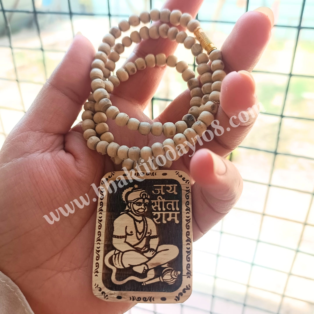 Hanuman Pure Tulsi Mala, crafted with sacred Tulsi beads, perfect for chanting and meditation, dedicated to Lord Hanuman, enhancing spiritual practice and devotion.
