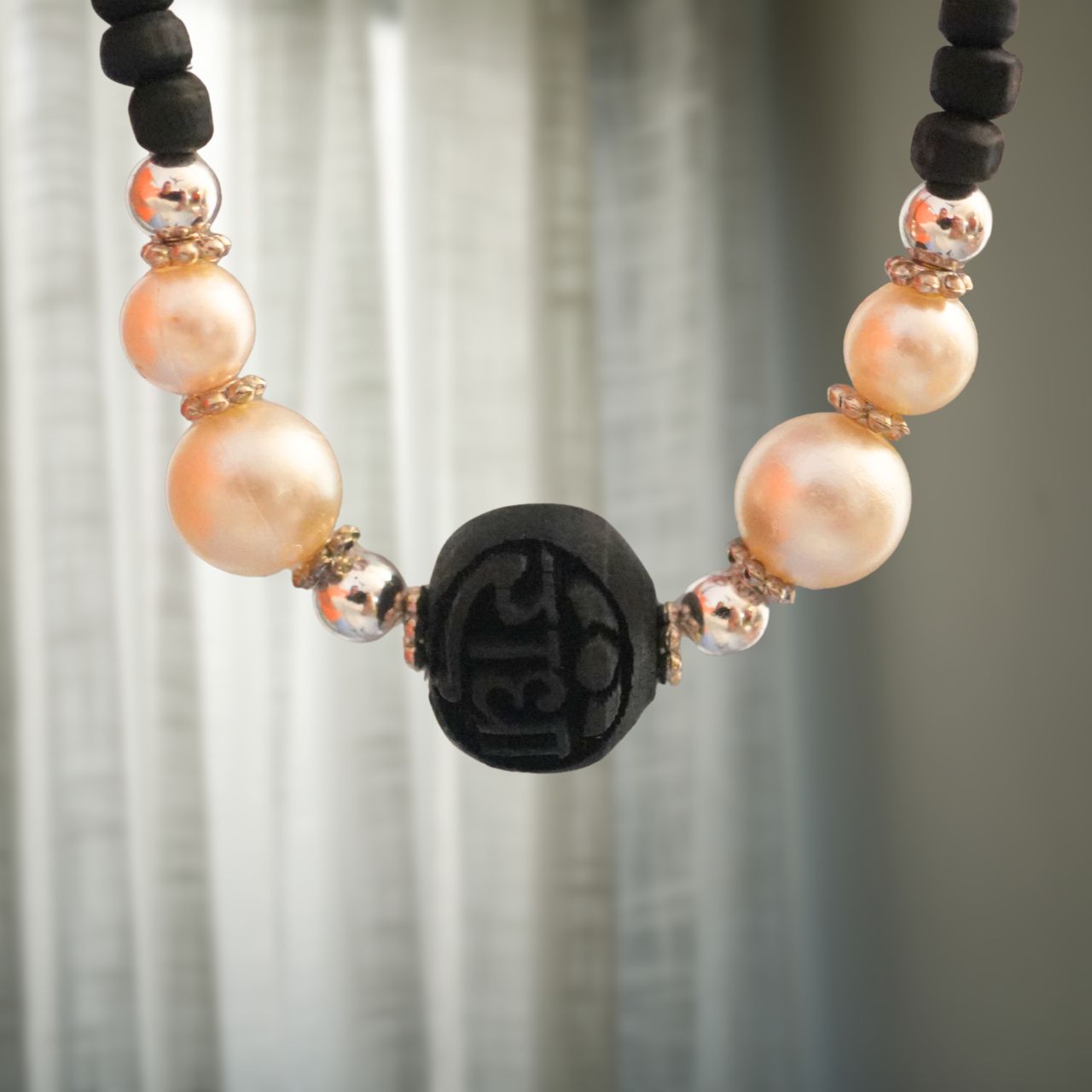 Black Tulasi Mala with Radha Naam Bead