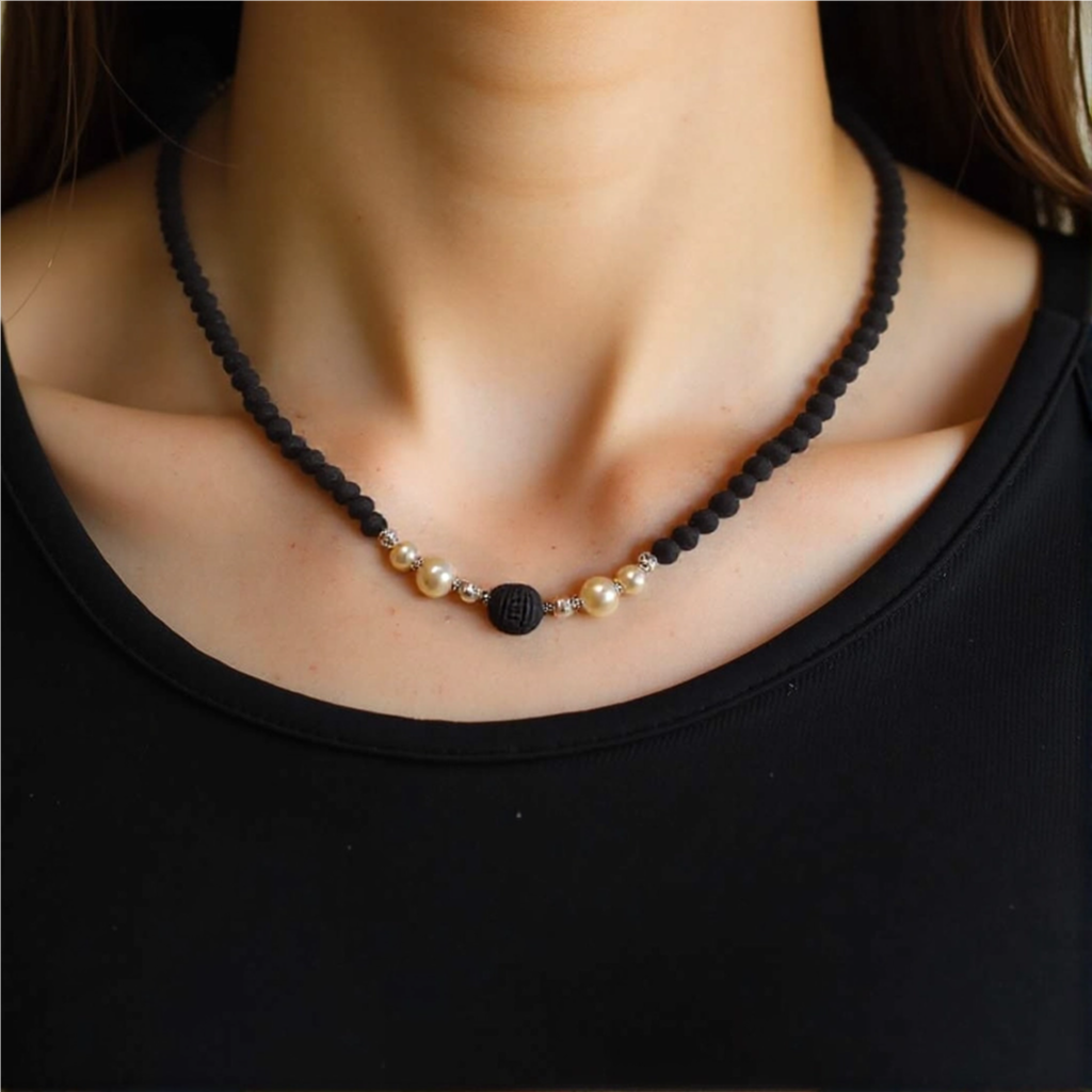Black Tulasi Mala with Radha Naam Bead