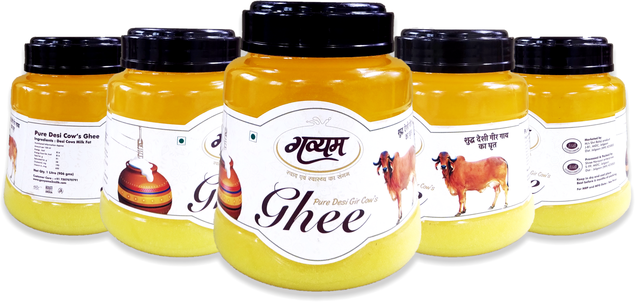 Pure Desi Gir Cow Ghee in 1 litre jar – ghee made from grass-fed Gir cow milk using traditional method.